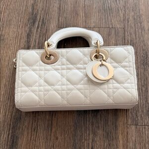 Dior Cream Quilted Mini Bag with Gold Accents